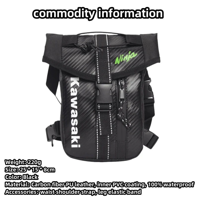 New Kawasaki Multi functional Motorcycle Waterproof Leg Bag Motorcycle Riding Bag Motorcycle Bag Outdoor Leisure Waist Bag exovai.com