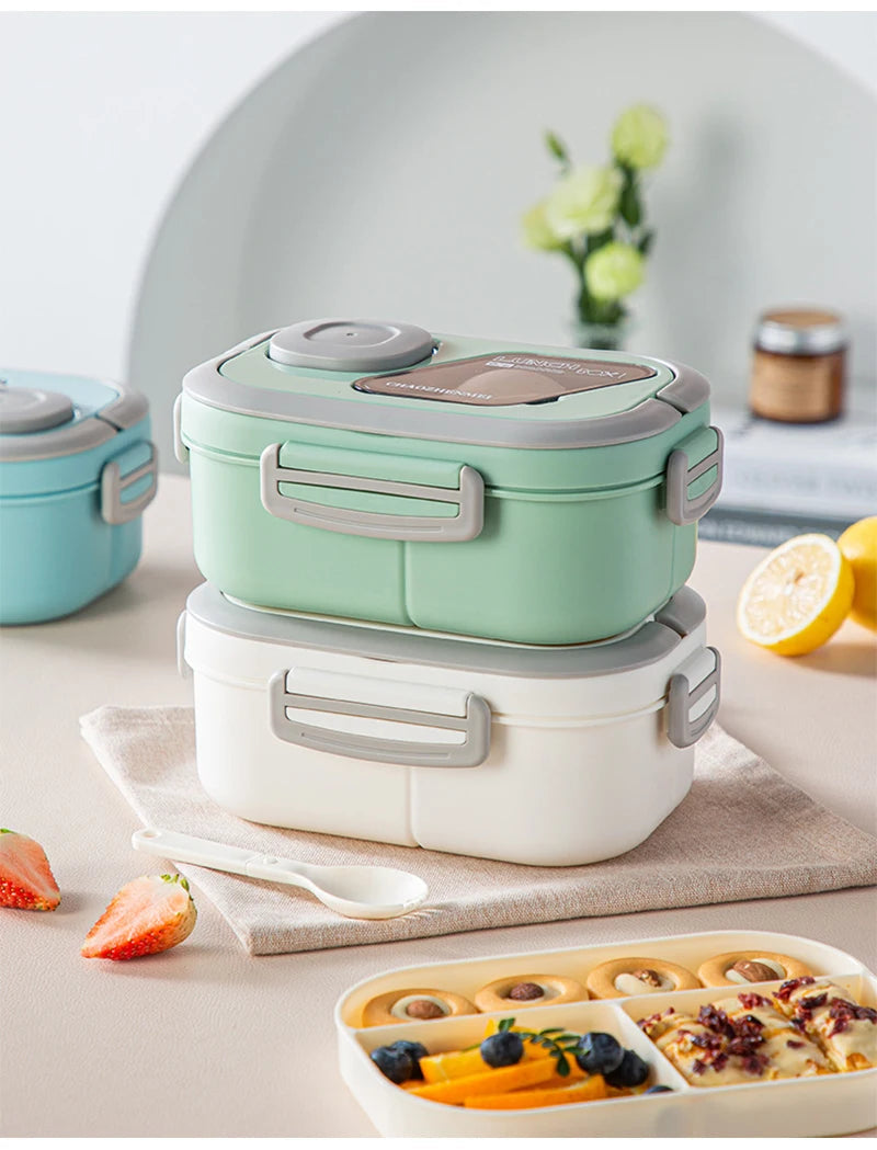Portable Lunch Box Compartment Wheat Straw Bento Carrying Handle Box Reusable Tableware Containers Meal Snack Food Containers exovai.com