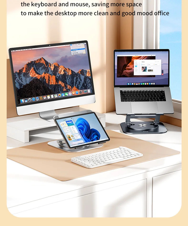 Laptop Stand 360° Rotatable Notebook Holder Liftable Desk Riser Stand Aluminum Alloy Stand Compatible With 9.7-17.3 Inch Laptops exovai.com
