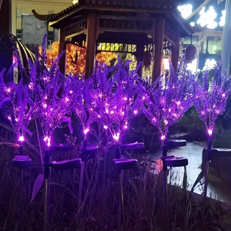 Solar Powered LED Lights Outdoor Lawn Garden Decor Halloween Christmas Festive Atmosphere Lavender Lawn Waterproof Landscape exovai.com