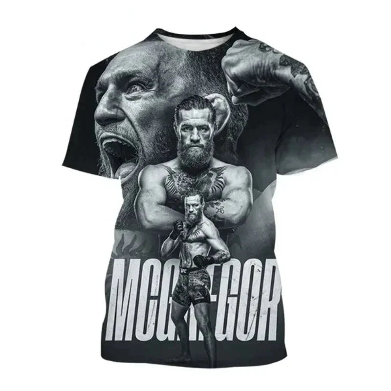 Fashion Men Clothing New Integrated Fighting McGregor 3D Print T-shirt Personality Harajuku Street Unisex Oversized T Shirt Tops exovai.com