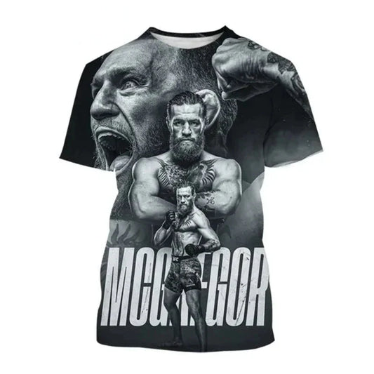 Fashion Men Clothing New Integrated Fighting McGregor 3D Print T-shirt Personality Harajuku Street Unisex Oversized T Shirt Tops exovai.com