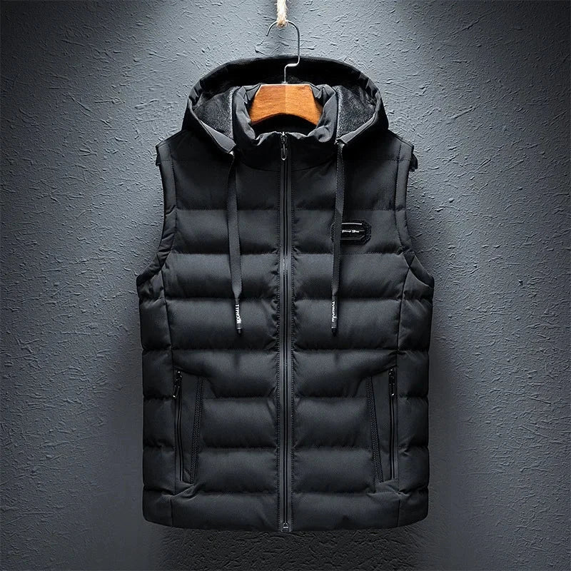 Brand Mens Jacket Sleeveless Vest Hooded Fashion Casual Coats Male Cotton-Padded Men's Vest Men Zipper Waistcoats Plus size 6XL exovai.com