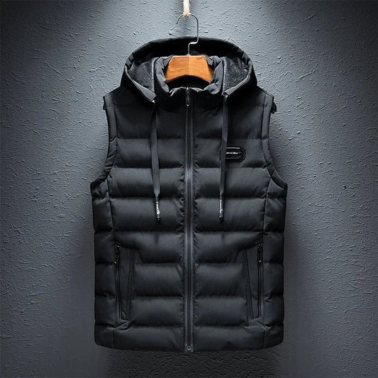 Brand Mens Jacket Sleeveless Vest Hooded Fashion Casual Coats Male Cotton-Padded Men's Vest Men Zipper Waistcoats Plus size 6XL exovai.com