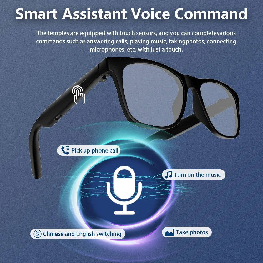 LAXASFIT 2025 New Men's Smart Glasses Women's Bluetooth Glasses Voice Call Control Music UV Polarized Sunglasses exovai.com
