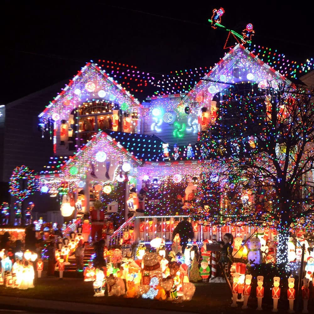 Christmas Decoration Lights Outdoor 20m 864 LED Street Garlands Icicle Lights Outdoor Waterproof Curtain Fairy String Light exovai.com