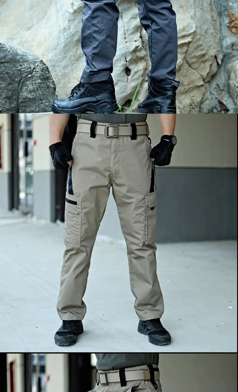 2024 Men's Tactical Pants Outdoor Work Casual Cargo Trousers Waterproof Multi-pocket Wear-Resistant Outdoor Training Trousers exovai.com
