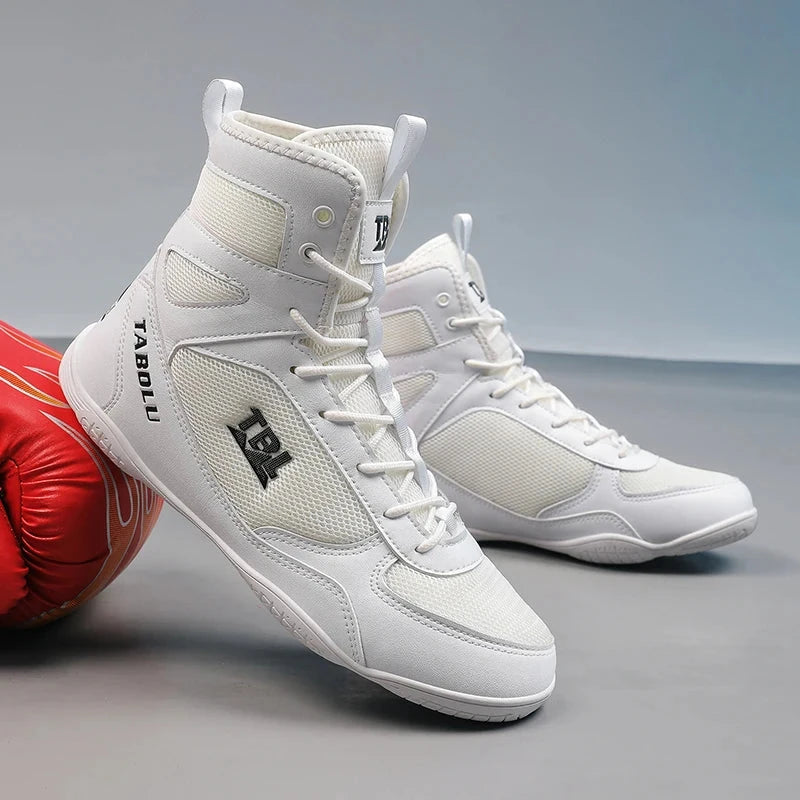 Wrestling shoes male Boxing Shoes Fighting Sanda Strength High Top Shoes light fighting Boots Weightlifting shoe Sneakers exovai.com