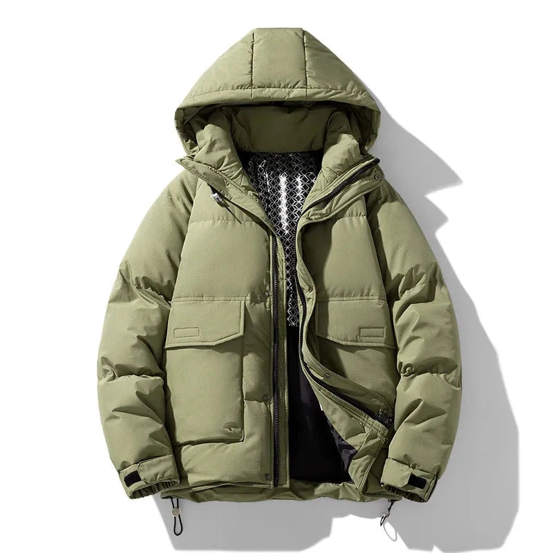 White Duck Down Jacket Men's Winter Fashion Casual Short Coat Hooded Windbreaker Youth Men Outwear Down Coat Male 8XL 160KG exovai.com