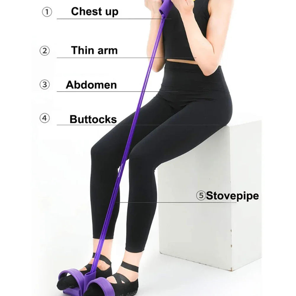 Fitness Gum 4 Tube Resistance Bands Latex Pedal Exerciser Sit-up Pull Rope Expander Elastic Bands Yoga equipment Pilates Workout exovai.com