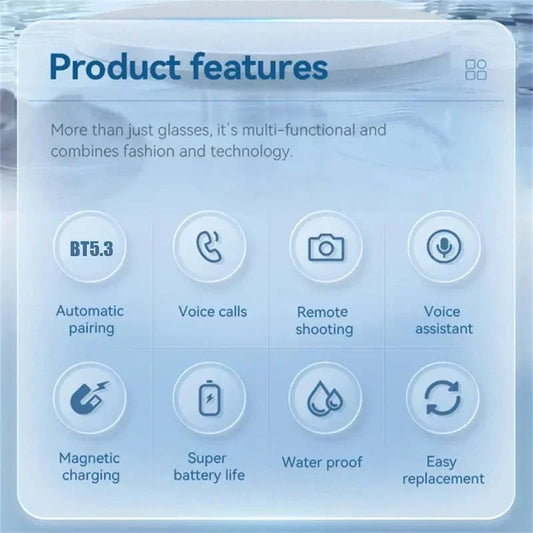 Camera Smart Glasses Bluetooth Call Voice Assistant Listen Music Glasses Smart Sports Polarized Sunglasses Anti-Blue Eyeglasses exovai.com