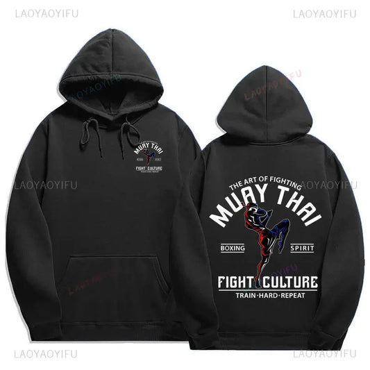 Muay Thai The Fist of King - Thailand Martial Art Pullover Hoodie Men Wai Kru Thailand Men Casual Pullovers 2024 New Style Tops exovai.com