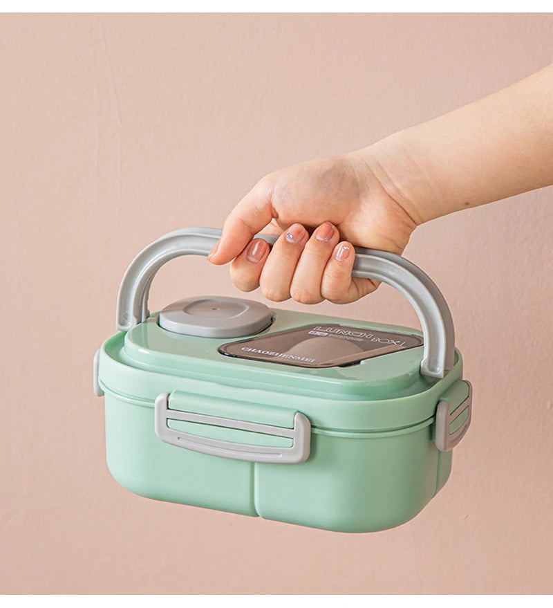 Portable Lunch Box Compartment Wheat Straw Bento Carrying Handle Box Reusable Tableware Containers Meal Snack Food Containers exovai.com