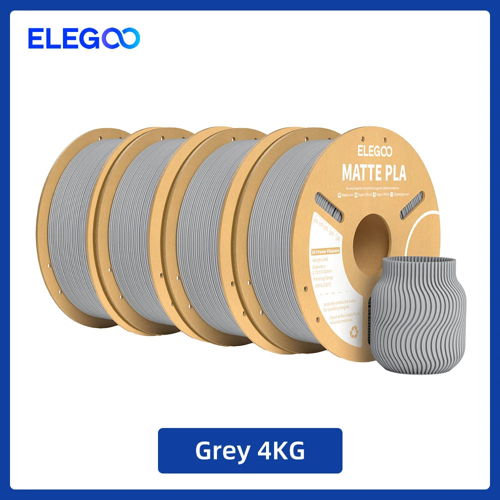 ELEGOO Matte PLA Filament 1KG,1.75mm FDM 3D Printer Filament Dimensional Accuracy +/- 0.02mm, 1kg Carboard Spool (2.2lbs) exovai.com