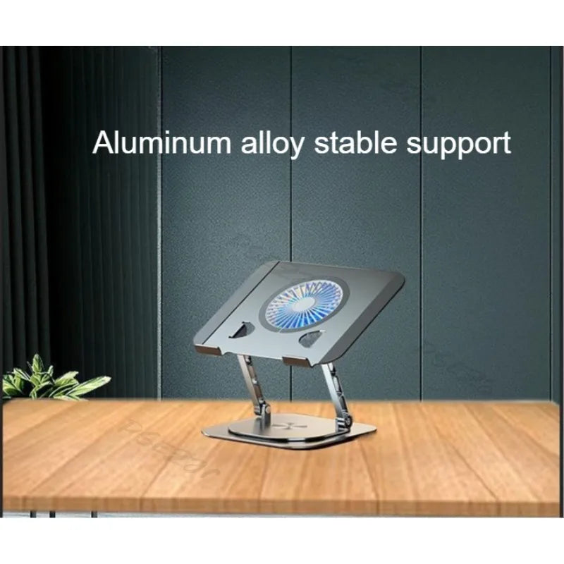 Anti Slip 7-17 Inch Laptop Stand 360 ° Rotatable Aluminum Alloy Tablet Cooling Stand with Folding Fan and Radiator Stand exovai.com