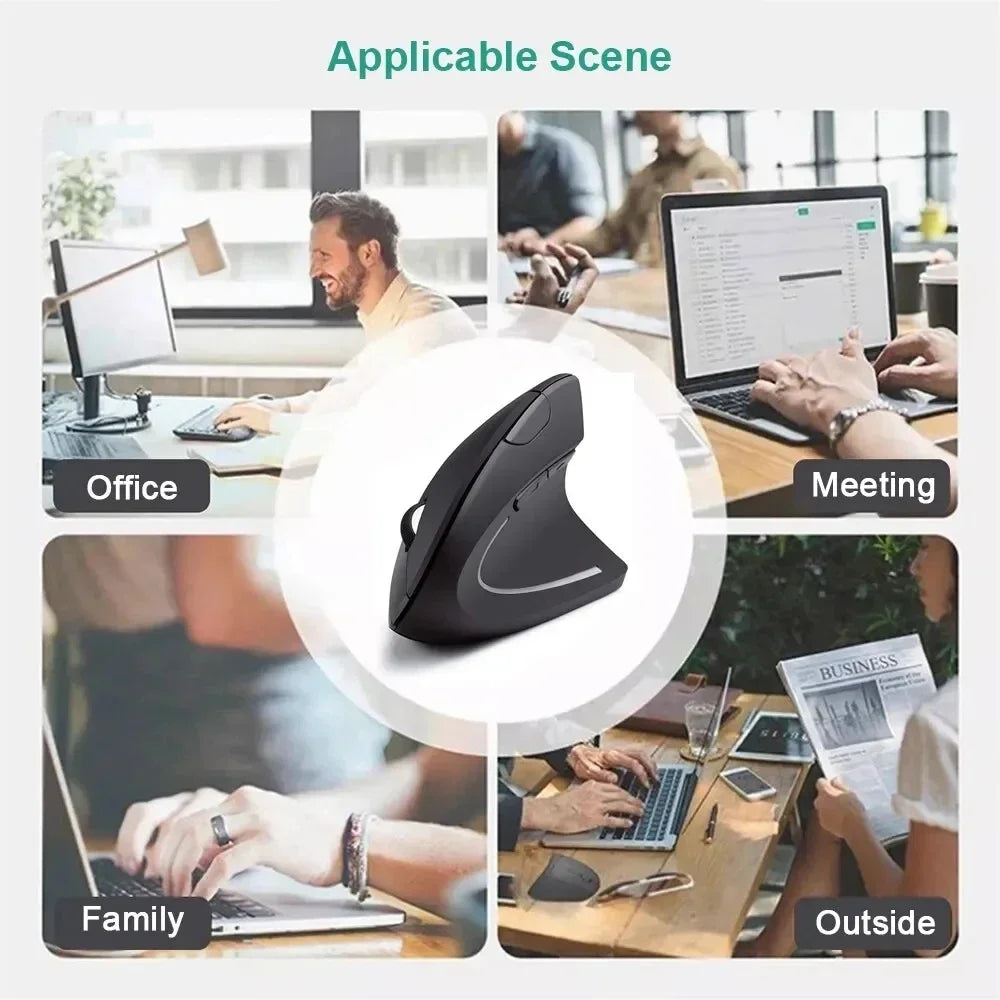 Vertical Mouse Ergonomic 2.4GHz Wireless Optical Mice 3 Adjustable DPI 800/1200/1600 6 Buttons for Laptop PC Computer Desktop exovai.com