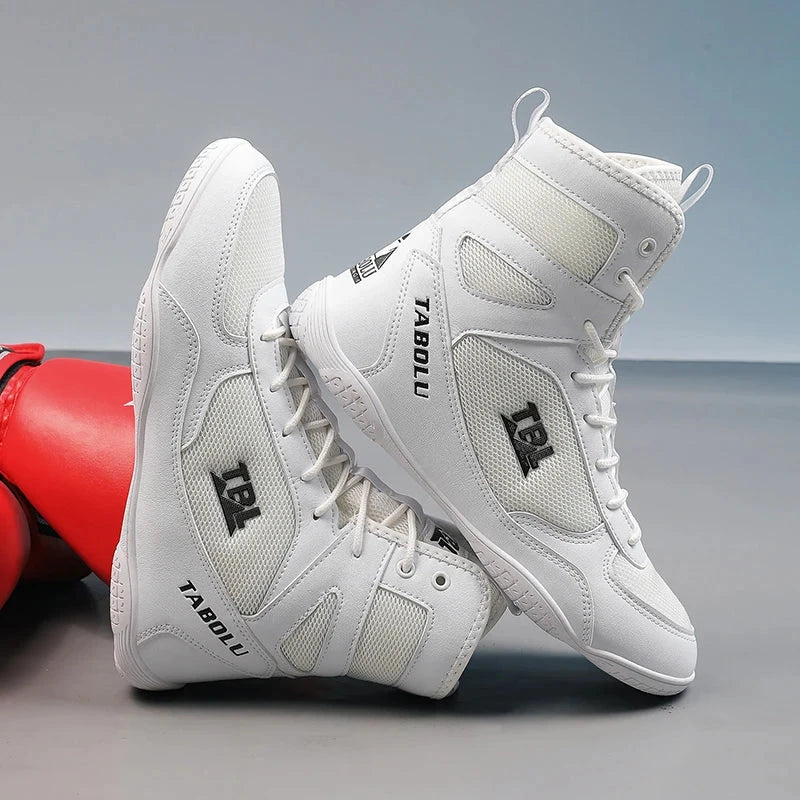 Wrestling shoes male Boxing Shoes Fighting Sanda Strength High Top Shoes light fighting Boots Weightlifting shoe Sneakers exovai.com