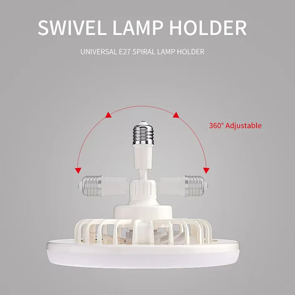 Rotatable 3in1 Ceiling Fan with Remote Control Lighting Lamp E27 Converter Base Lighting Base Bedroom Living Room Miflame exovai.com