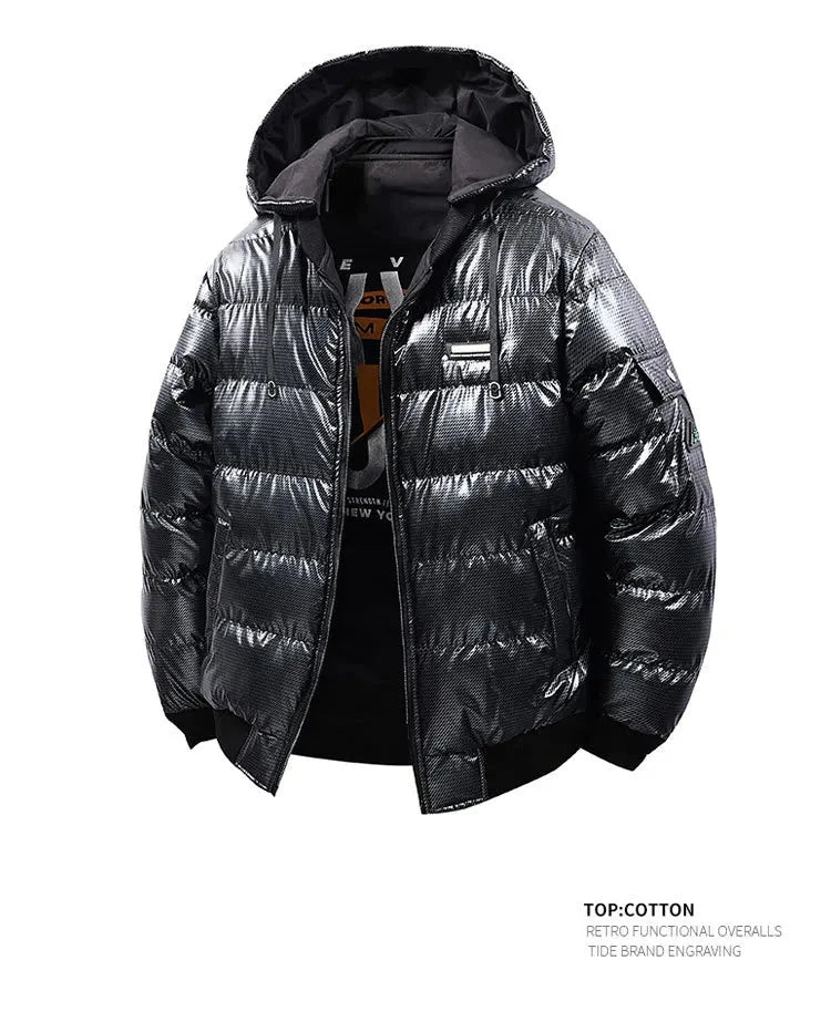 Men's Fashion Puffer Jacket Cotton Padded Thick Warm Puffy Parkas Hooded Windproof Thermal Overcoat Outerwear Plus Size L-5XL exovai.com