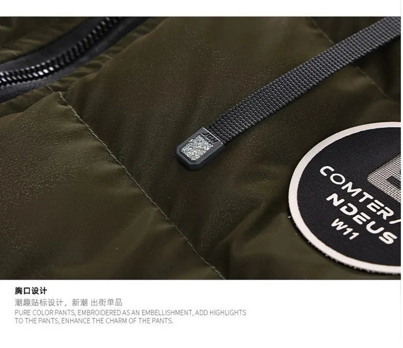 Double Sided Outerwear Men's New Cotton Padded Parkas Men Autumn Winter Jacket Brand Warm Comfortable Down Jacket Removable Hat exovai.com