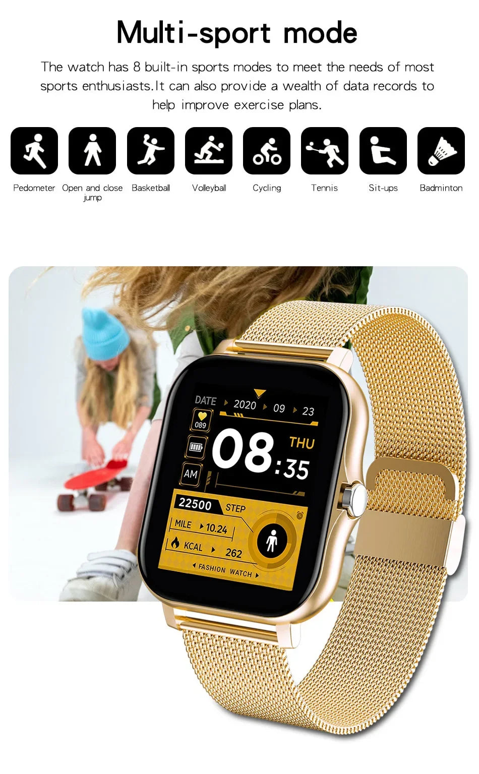 Smart watch for android phone.1.44 inch color screen full touch bluetooth call smart watch magnetic charging exovai.com