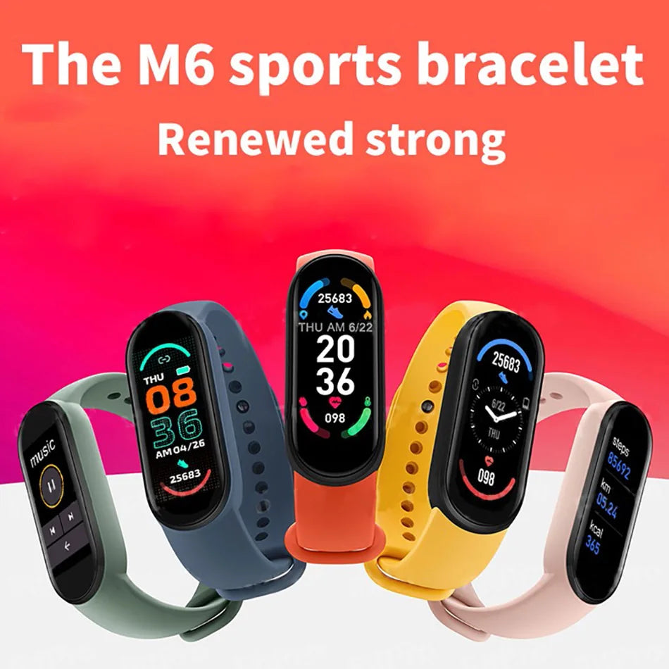 M6 Smart Watch Men Women Fitness Smart Bracelet Sports Band Heart Rate Blood Pressure Monitor Waterproof Multi-function Watches exovai.com