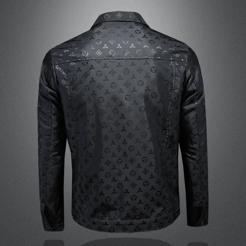 Men's Autumn Jacket Printed Flower Lapel Slim Fit Thin Casual Trendy High Quality Large Size exovai.com