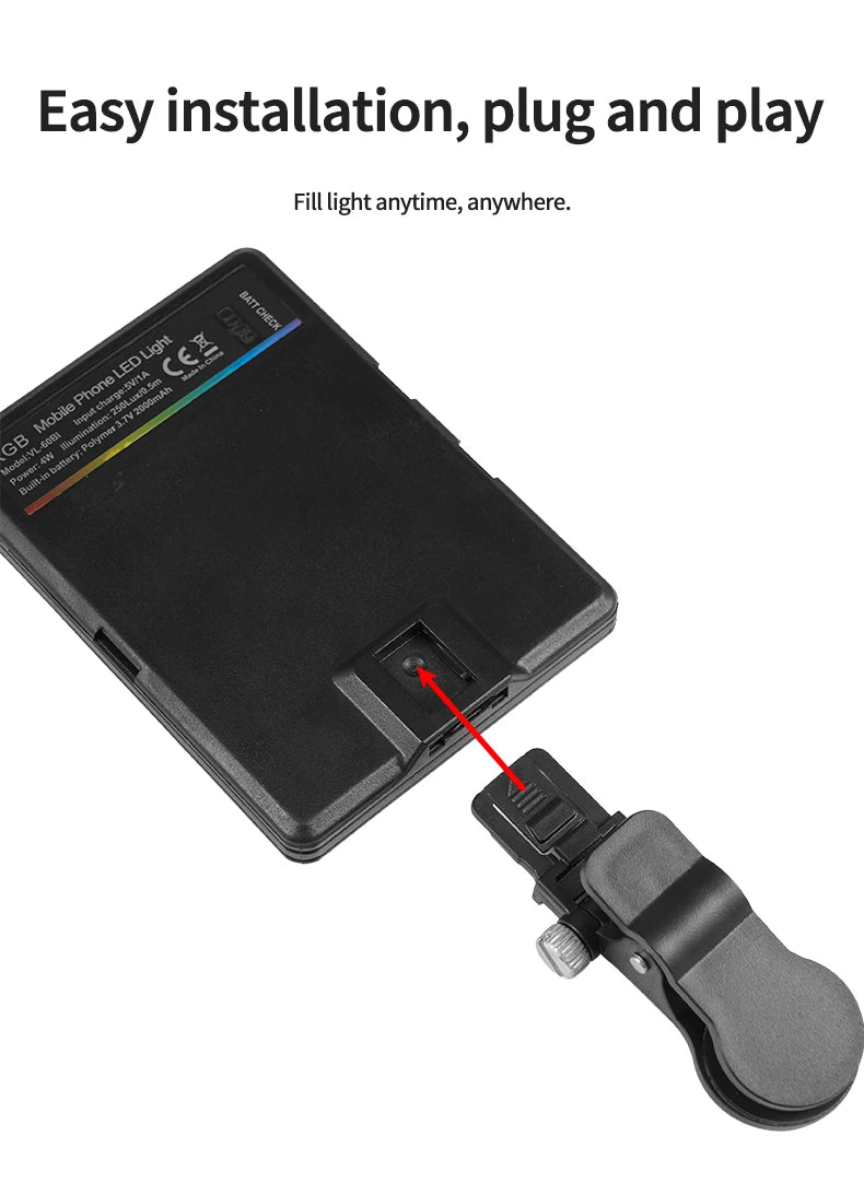 Mini Fill Light RGB LED Straight Pocket Video Photography Lighting Pocket Live Vlog Clip for Phone iPhone iPad Laptop Camera exovai.com