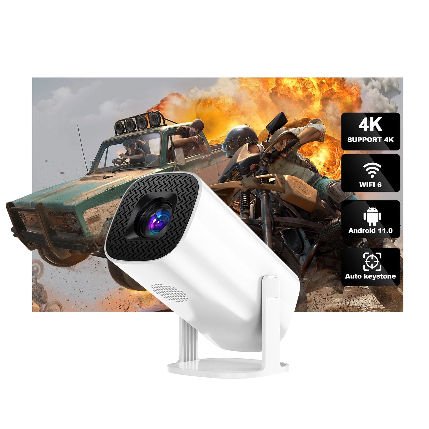 P30 Smart Mini Projector Android 11 WiFi6 Support 4K 1080P BT5.0 Projector 1280*720P Home Cinema Portable Projector exovai.com