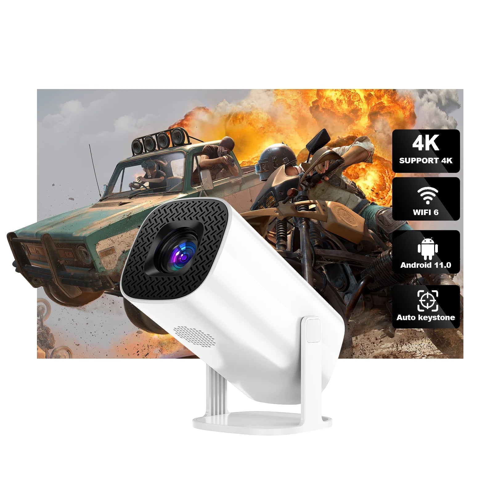 P30 Smart Mini Projector Android 11 WiFi6 Support 4K 1080P BT5.0 Projector 1280*720P Home Cinema Portable Projector exovai.com