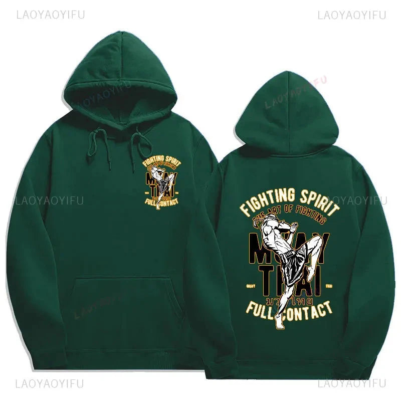 Muay Thai The Fist of King - Thailand Martial Art Pullover Hoodie Men Wai Kru Thailand Men Casual Pullovers 2024 New Style Tops exovai.com