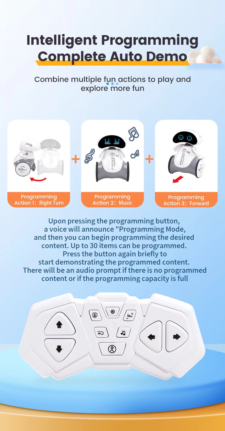 Robot Rc Emo Smart Intelligent Infrared Touch Sensor 2.4G Wireless Programming Robo Remote Control Robot Toys for Boys Girls exovai.com