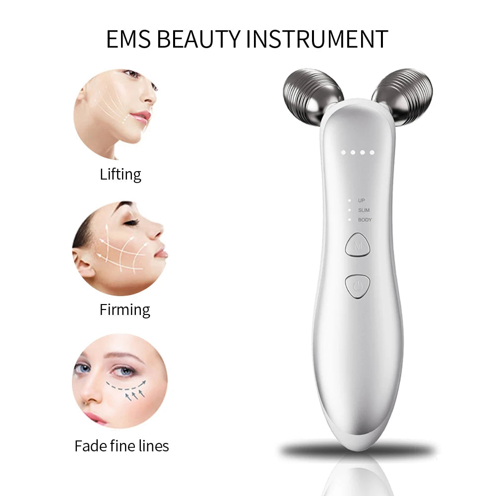 Electric Facial Micro-current Beauty Instrument Face Lift Roller Massager Skin Tighten Thin Double Chin Massage Beauty Devices exovai.com