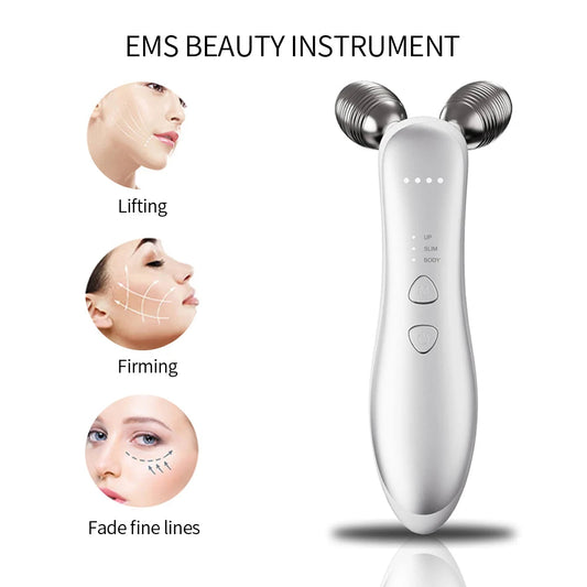 Electric Facial Micro-current Beauty Instrument Face Lift Roller Massager Skin Tighten Thin Double Chin Massage Beauty Devices exovai.com