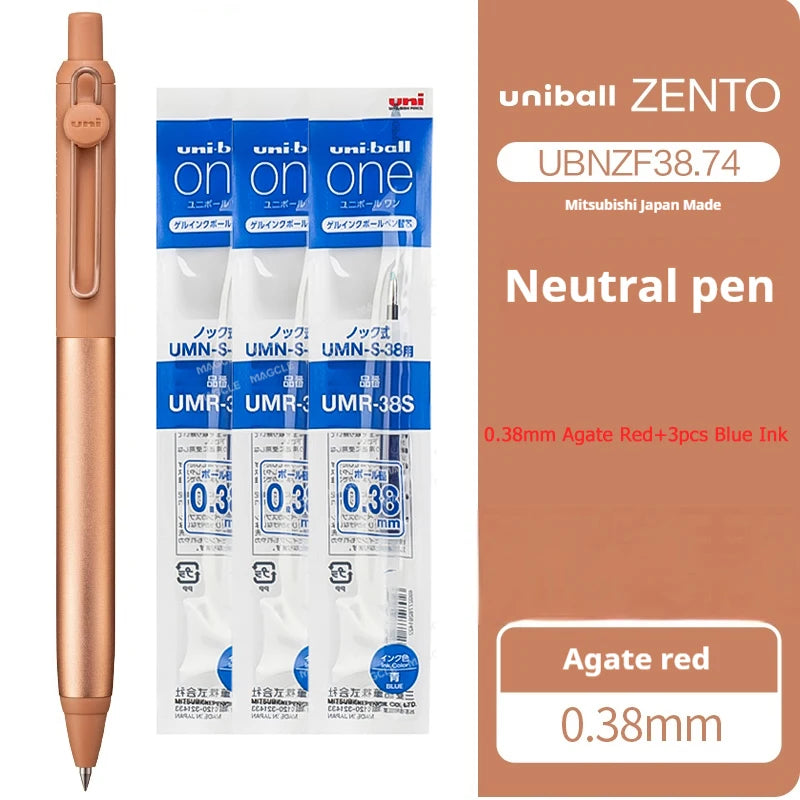 Japanese uni-ball ZENTO Gel Ink Pen Limited Flow Model Metal Push Ultra-Smooth Writing 0.38/0.5mm Signing for Students Business exovai.com
