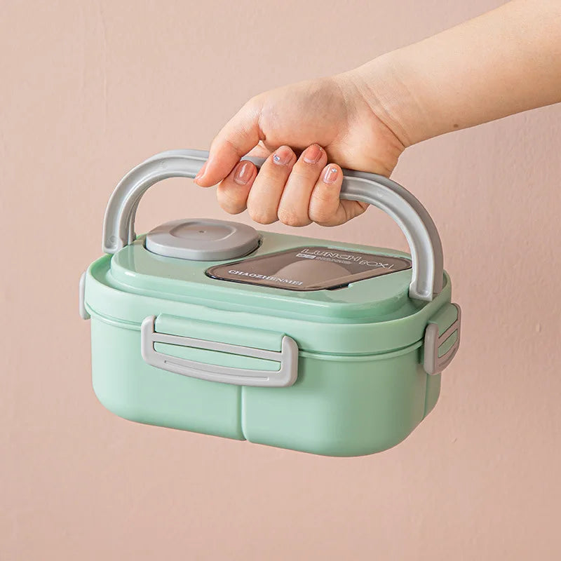 Portable Lunch Box Compartment Wheat Straw Bento Carrying Handle Box Reusable Tableware Containers Meal Snack Food Containers exovai.com