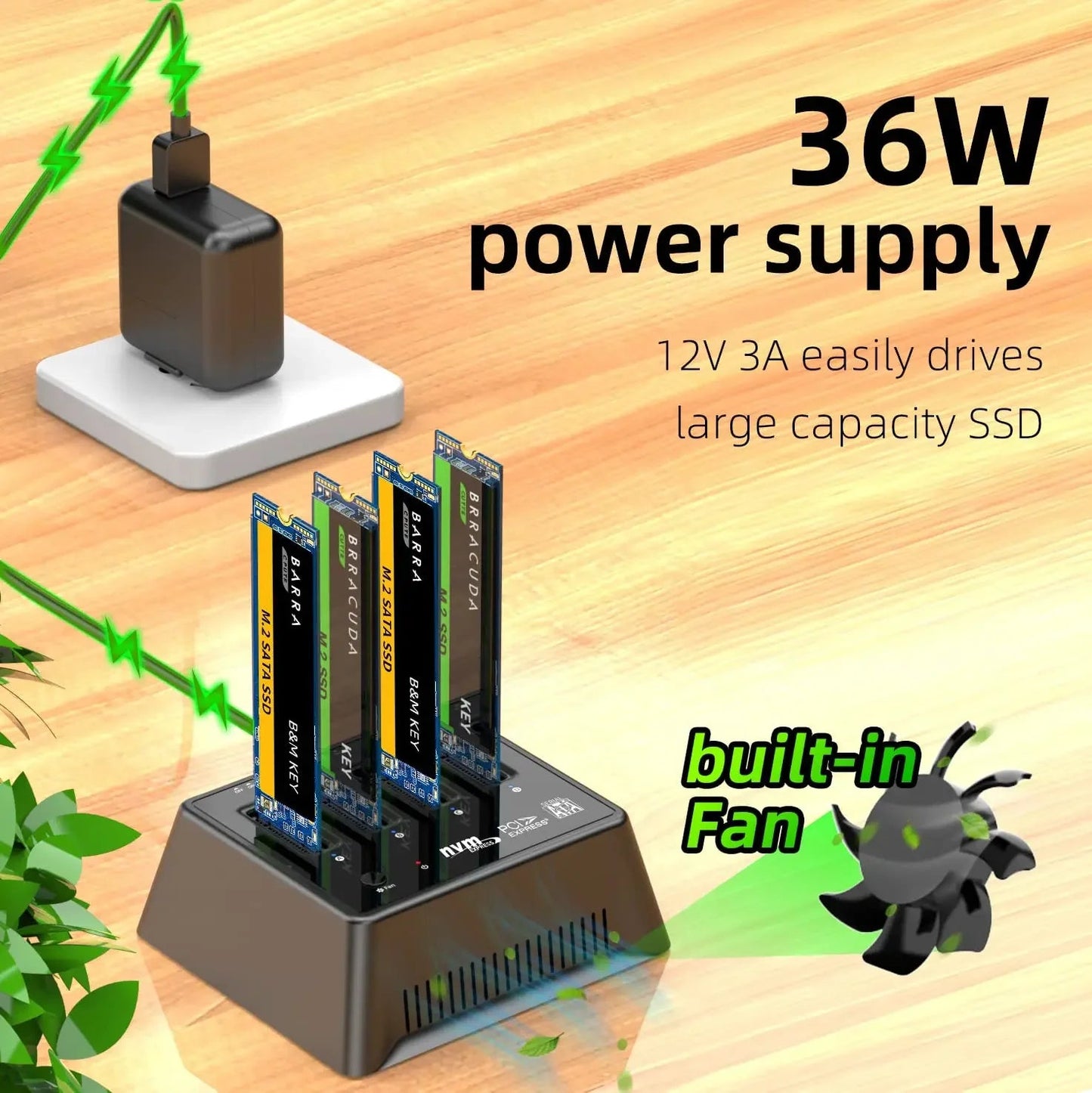 MAIWO 4 Bay M.2 Nvme Docking Station M/B Key Type-C 10Gbps M.2 Case USB C SSD Case NVME and NGFF External HD with Fan for PC exovai.com