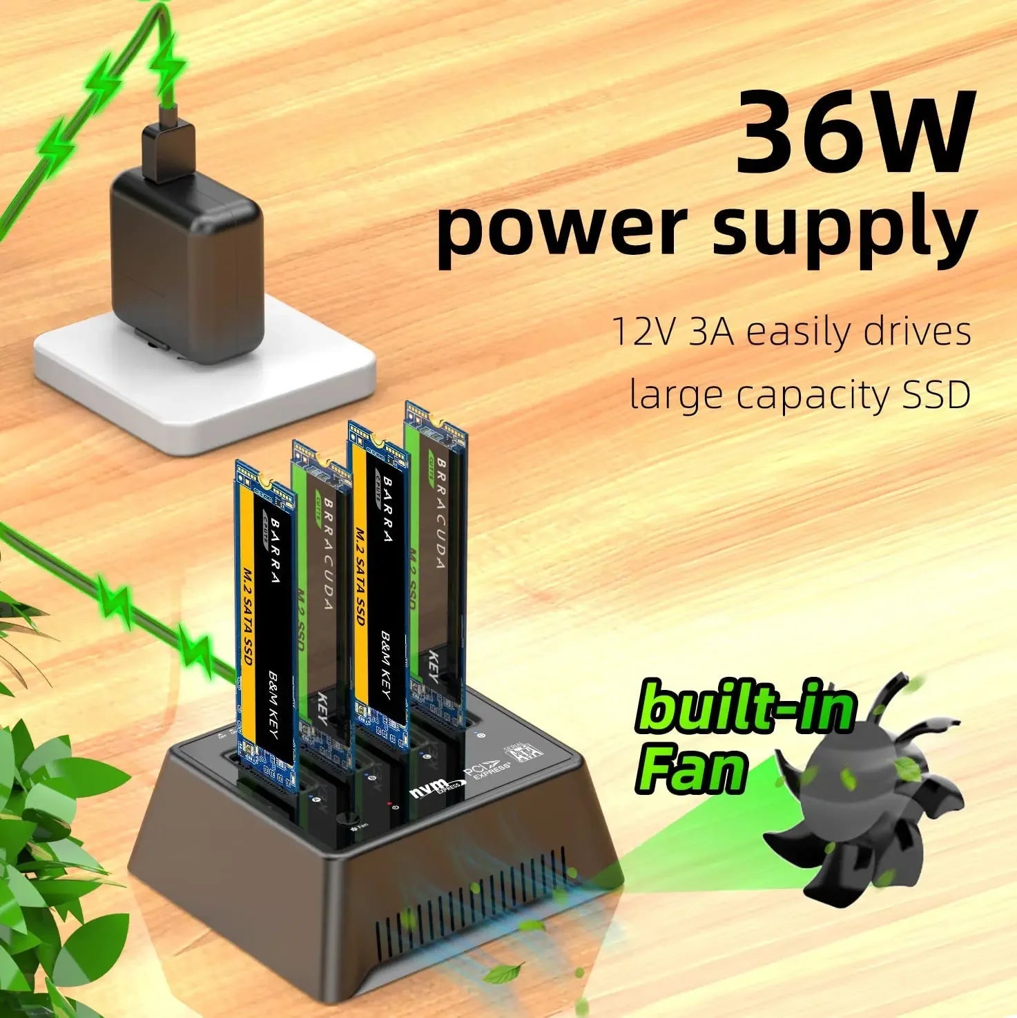 MAIWO 4 Bay M.2 Nvme Docking Station M/B Key Type-C 10Gbps M.2 Case USB C SSD Case NVME and NGFF External HD with Fan for PC exovai.com