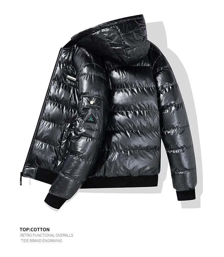 Men's Fashion Puffer Jacket Cotton Padded Thick Warm Puffy Parkas Hooded Windproof Thermal Overcoat Outerwear Plus Size L-5XL exovai.com