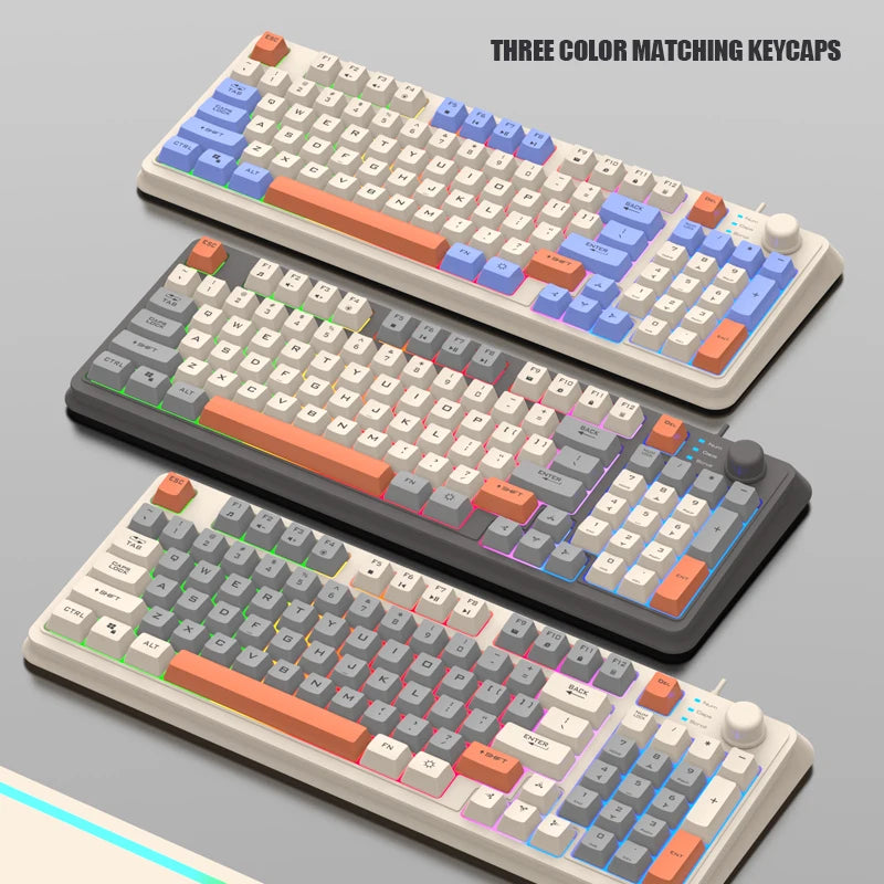 K82 Gaming Gaming Keyboard Glows Wired USB Desktop PC/Notebook Available 19-key punchless knob to adjust volume exovai.com