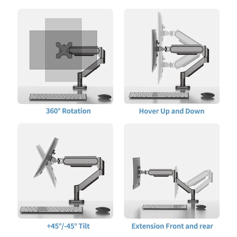 Hot Sale Computer Desk Monitor Mounting Bracket Height Adjustable 13 "-32" Screen Stock Aluminum Mono Gas Spring Monitor Arm exovai.com