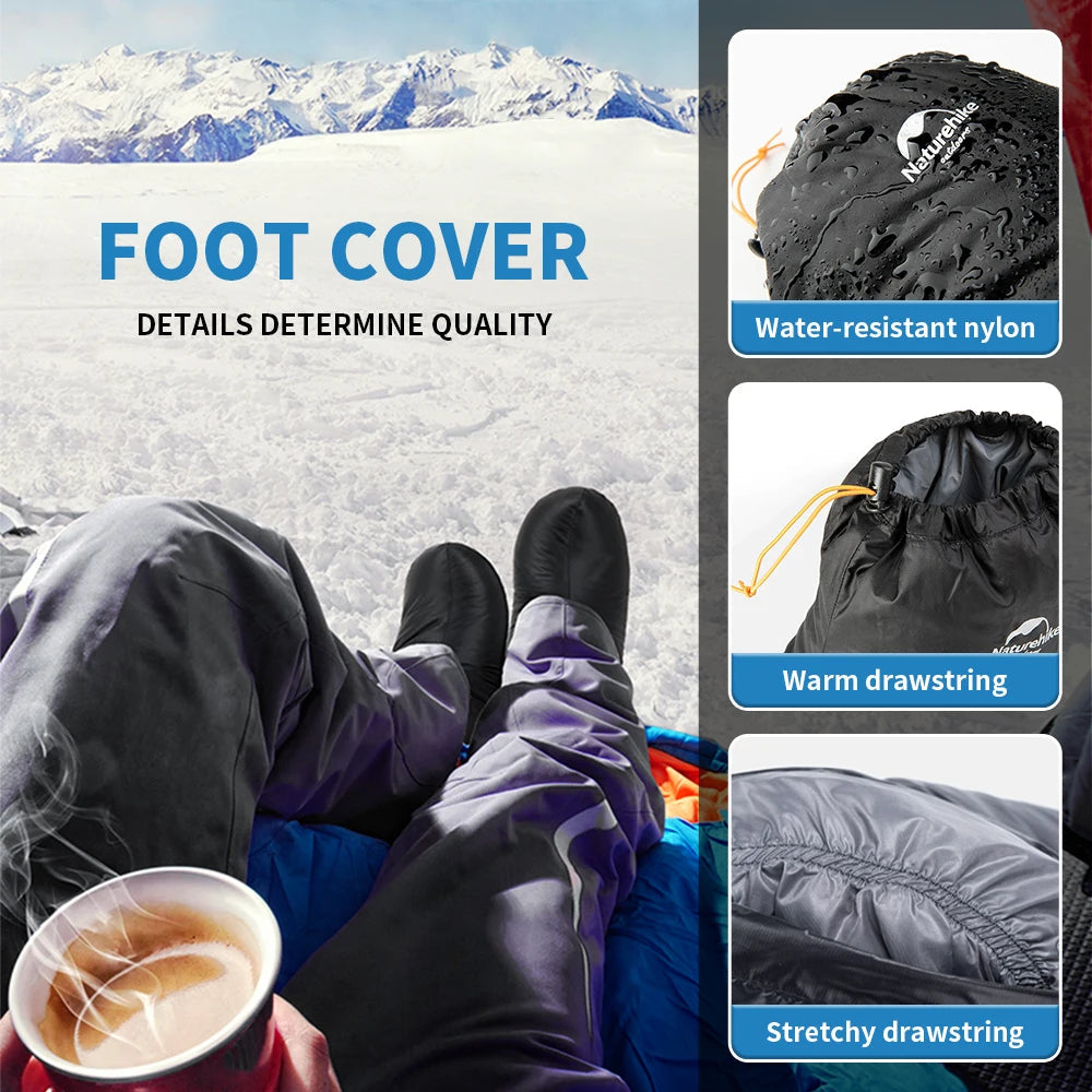 Naturehike Winter Warm Down Shoes Cover Outdoor -15℃~0℃ Waterproof Windproof Goose Duck Down Thermal Feet Cover Unisex Down Boot exovai.com