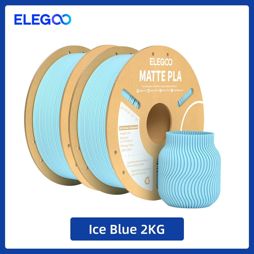 ELEGOO Matte PLA Filament 1KG,1.75mm FDM 3D Printer Filament Dimensional Accuracy +/- 0.02mm, 1kg Carboard Spool (2.2lbs) exovai.com