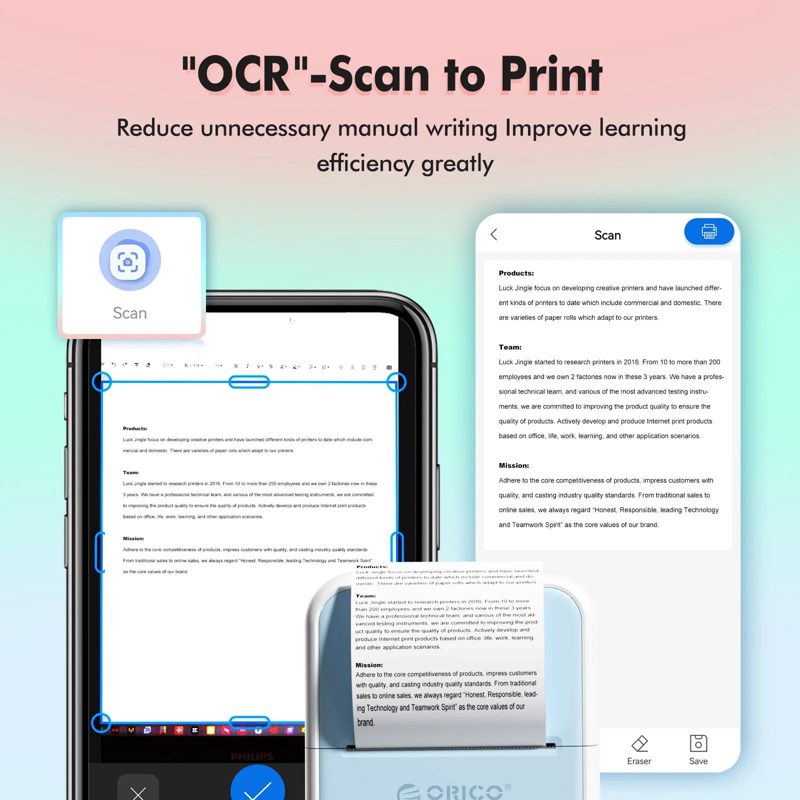 Orico Mini Thermal Printer – Portable Ink-Free DIY Photo & Document Printer exovai.com