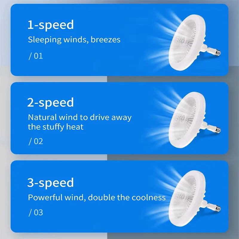 2 In 1 Energy Saving Remote Control Ceiling Fan Lamp Infinitely Dimmable E27 Base Bottom Noise Mute LED Decorative Light 85-265V exovai.com