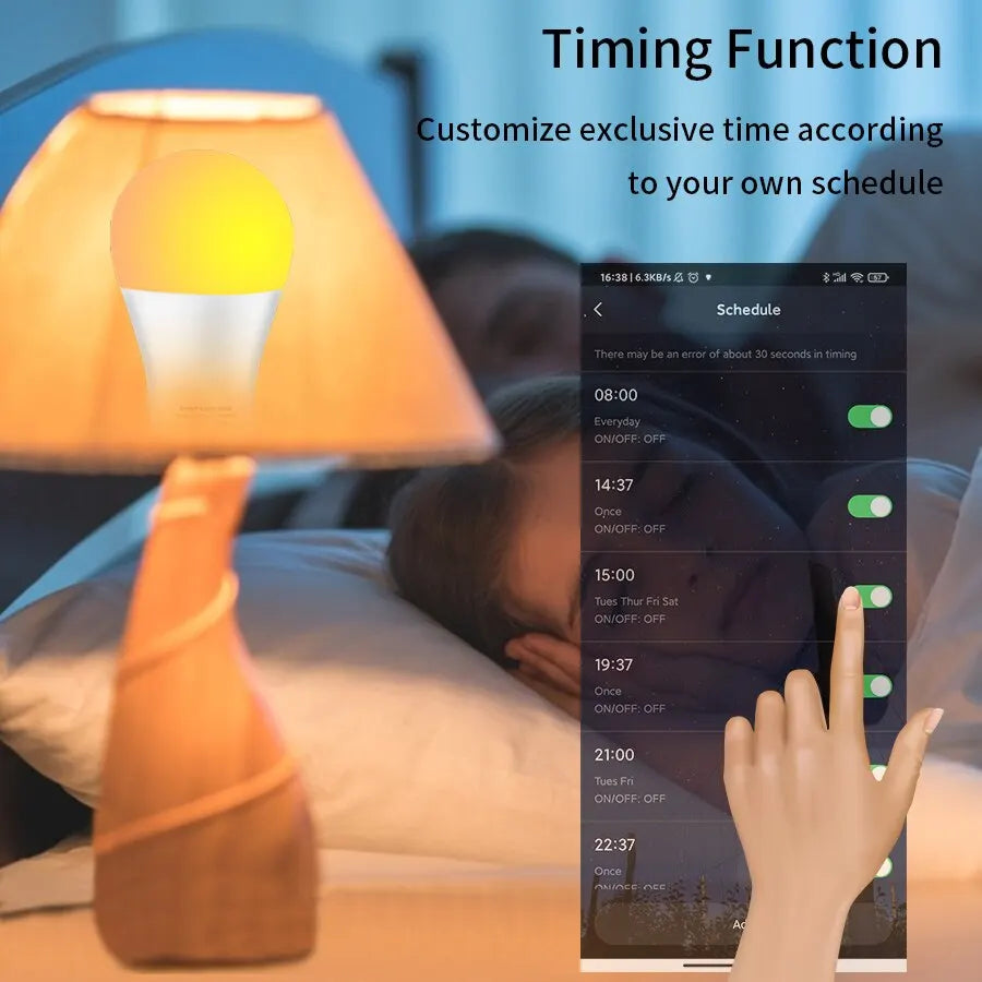 Tuya Smart LED Bulb E27 APP Control Dimmable Light Bluetooth RGB Lamp 220V Bedroom Decoration Party Lighting Smart Life exovai.com