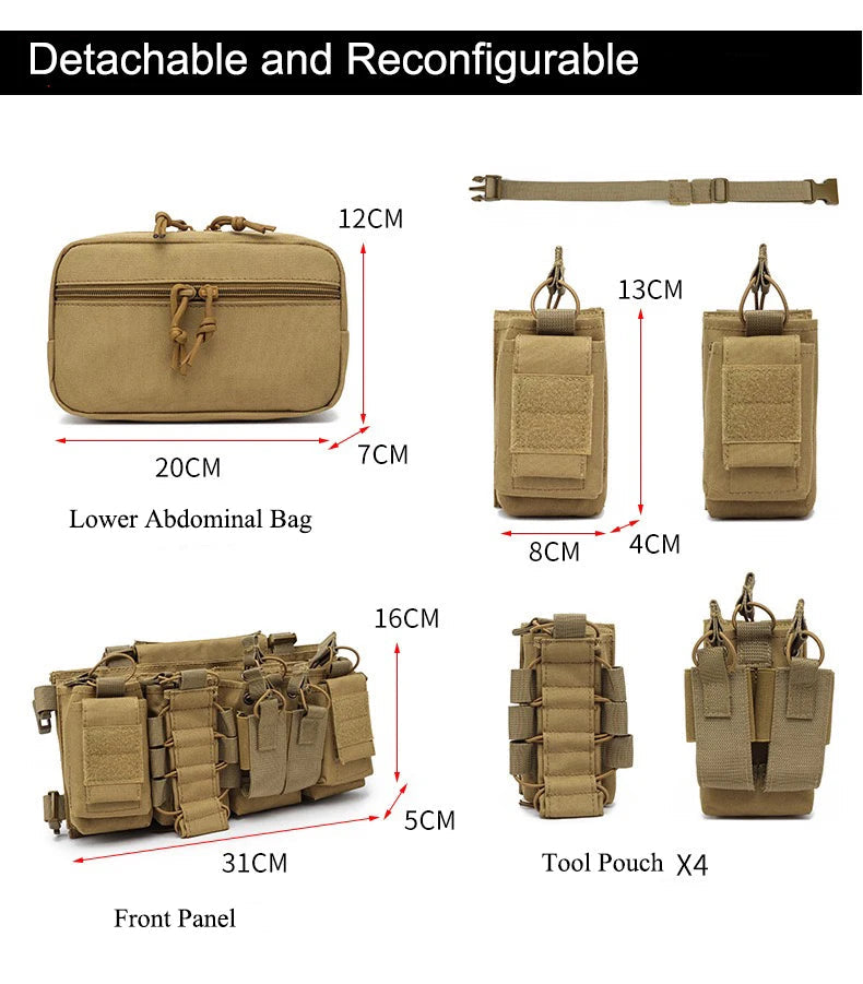 Military Tactical Vest Chest Rig with Adjustable Straps & Large Capacity Pouch for Outdoor Adventure & Tactical Missions exovai.com