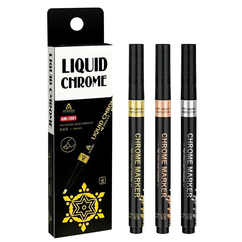 4PCS Chrome Permanent Paint Marker Pens, Mirror Reflective Chrome Sharp Tip And Round Tip, Golden Silvery Coppery Mirror Markers exovai.com