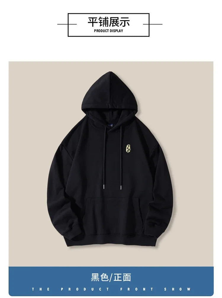 Autumn Winter Hoodies for Men Brocade Carp Embroidery Knit Sweatshirt with Hat Oversize Pullovers Cotton Male Clothing exovai.com