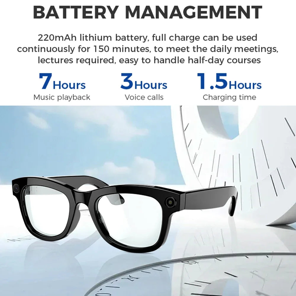 Smart Glasses With Camera Recording Video Voice Assistant Sunglasses AI Language Translation Music Control Bluetooth Call Glass exovai.com